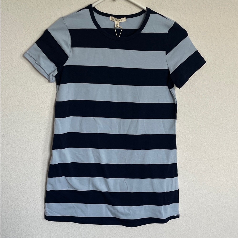 Copper key Navy and Light Blue Striped Tee shirt dress girls